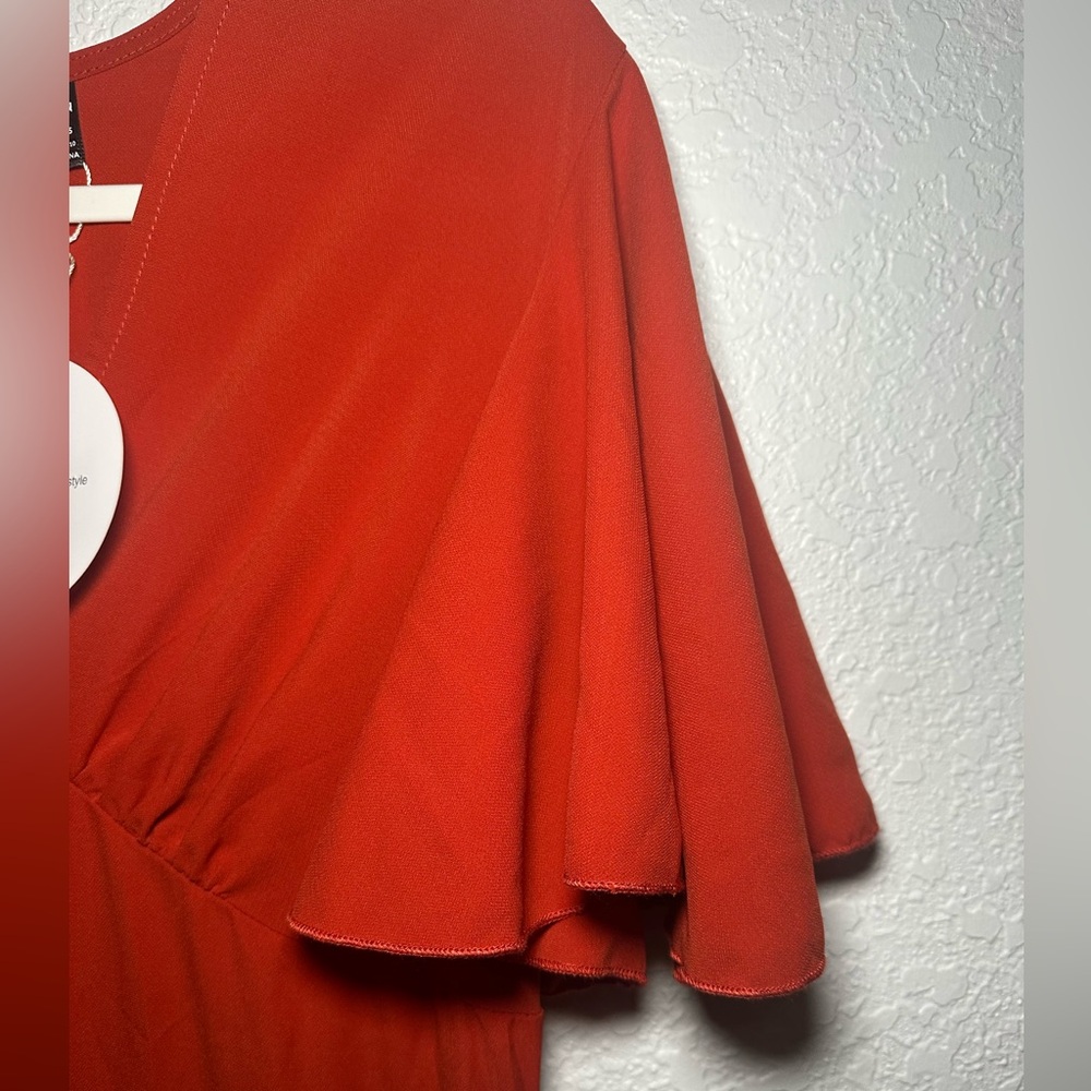 Elegant Orange Midi Classic Pinup Inspired Short Sleeve Women’s Dress Size Large - Picture 7 of 9